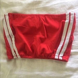 Red and white striped tube top bandeau size small